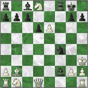 Game position after 15...Nf4+!