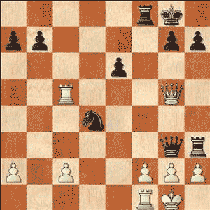 Game position after 23...Qg3!!