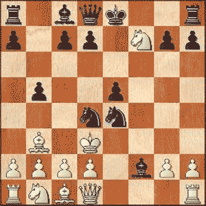 Game position after 8...Nxe4!!