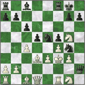 Game position after 16...Ndxe5+!