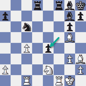Botvinnik - Petrosian, 1966; Playing 25...fxe4! Black offers the exchange sacrifice