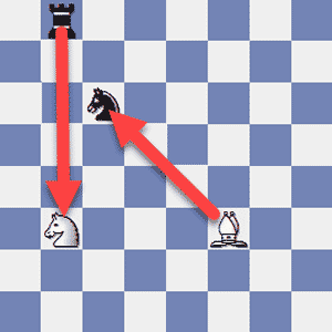 Chess Rules - The White Bishop can capture the Black Knight and the Black Rook can capture the White Knight