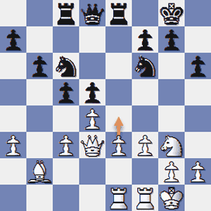 Chess Middlegames: Kotov - Unzicker (Saltsjobaden, 1952); White plays 17.e4 in order to win space. He will finish up with two uncontested central pawns on d4 and e5 that will enable him to launch a successful Kingside attack. Your pawn structure will determine your gameplan.