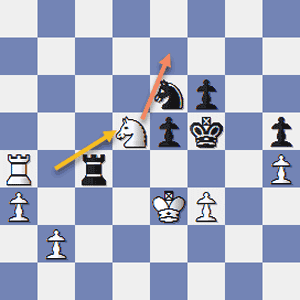 Tal - Averkin (Moscow, 1973); The Magician from Riga was in a long absorbing tussle here with tactical threats from both players lurking beneath the surface all the way through. The game is decided in White's favor by 70.Nd5. Black can't escape # without the loss of his Rook.
