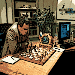 Kasparov facing Deep Blue